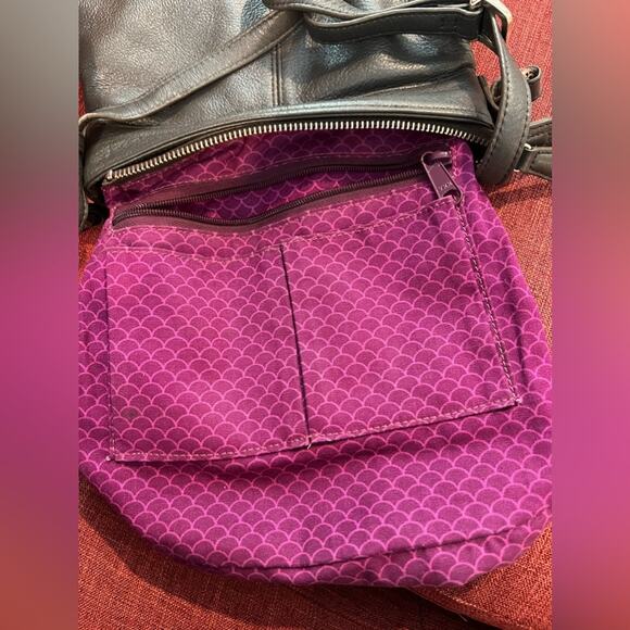 BRIGHTON GRAY LEATHER CROSSBODY SHOULDER BAG PURSE - Picture 10 of 13